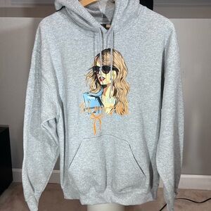 Gray Hoodie with Taylor Swift Graphic Print